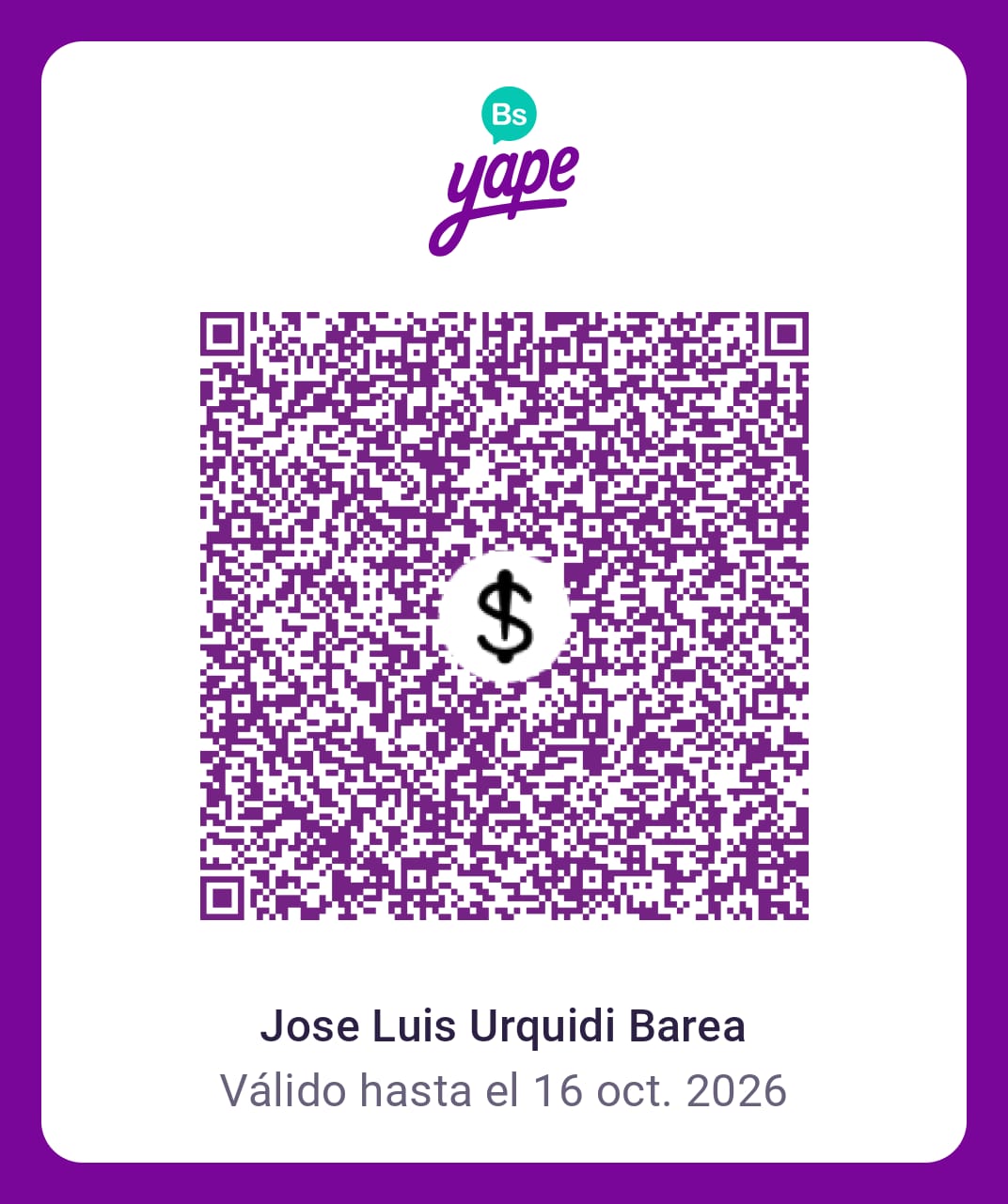 QR de pago Yape para descarga de planos WATERS-COMPUTERS